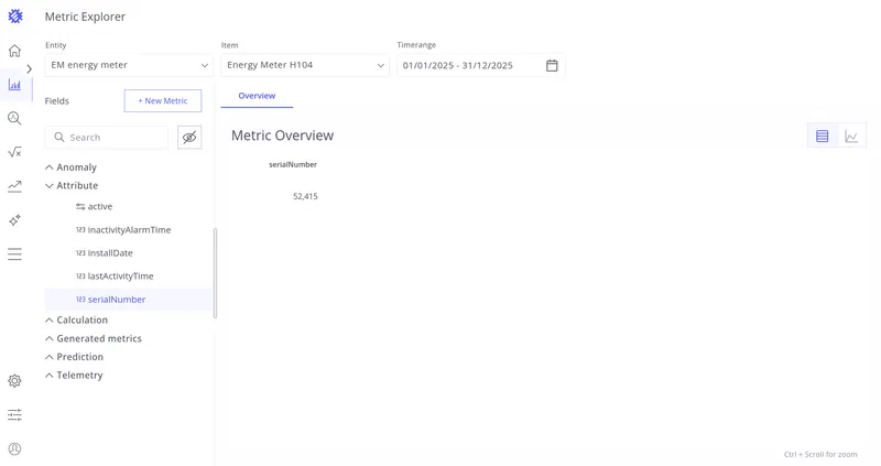 Clicking an attribute displays its value