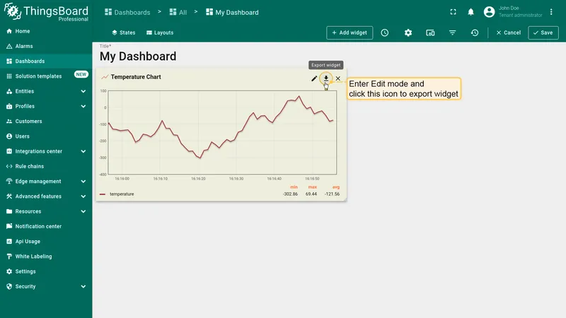 Export widget