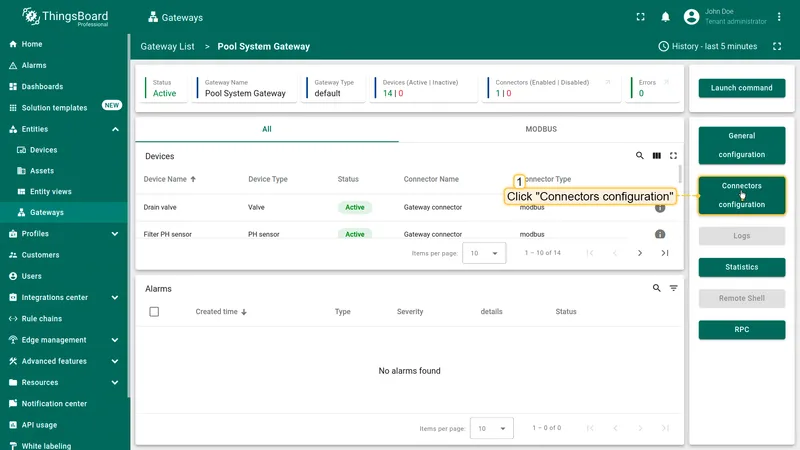 Click Connectors configuration button