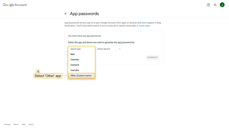 Select Other app