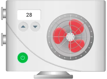 Heat pump critical state with red flashing propeller