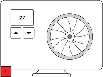 Heat pump critical state with red square