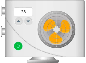 Heat pump warning state with yellow propeller