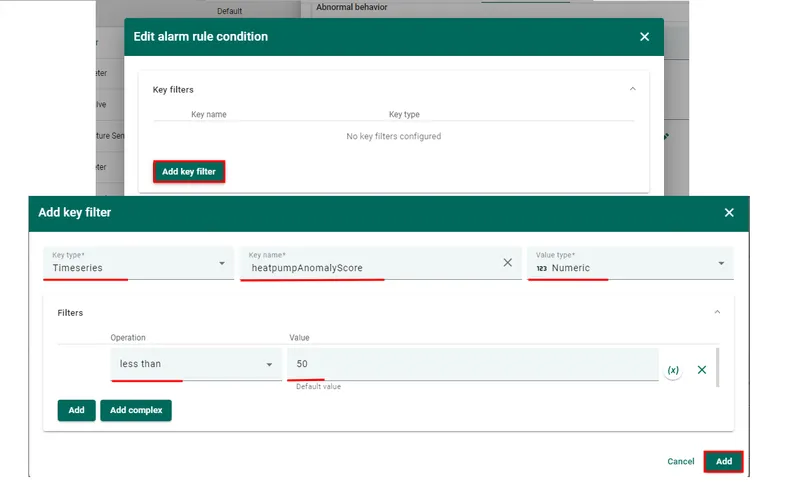 Configure anomaly score threshold for alarm clearing