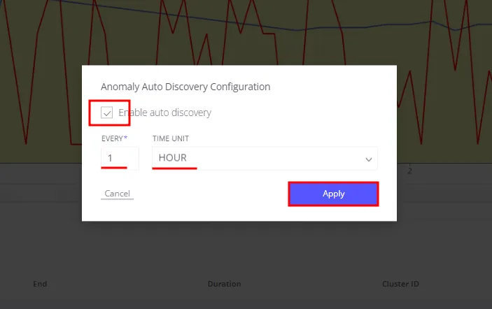 Configure intervals for automated anomaly discovery job