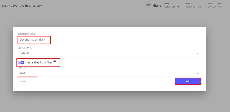 Configure Trendz views to show occupancy for the selected building