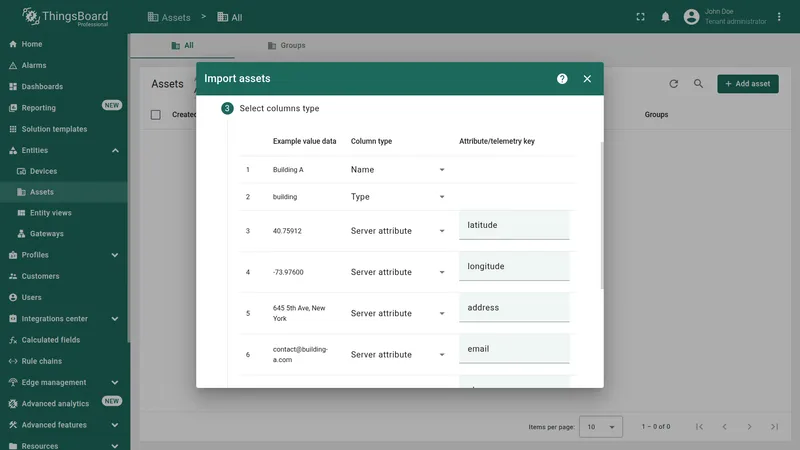 Select columns type mapping