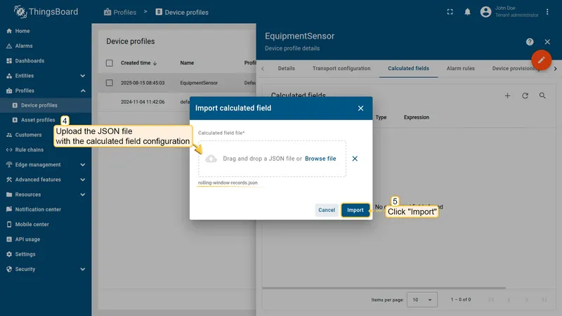 Import calculated field