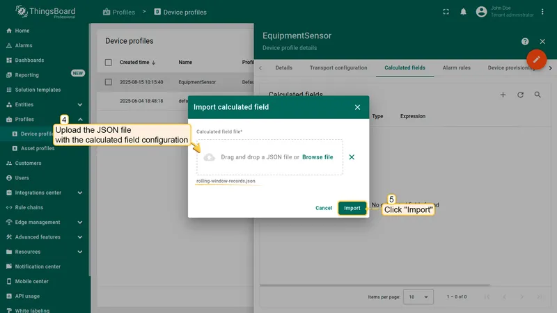 Import calculated field