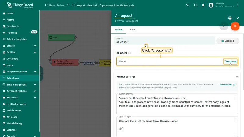 AI request node system prompt