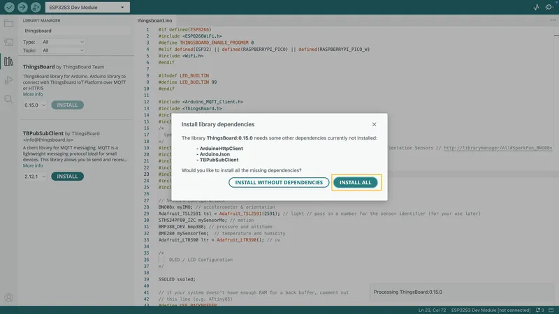 If prompted to install library dependencies, simply click **Install All** to ensure all necessary libraries are installed.