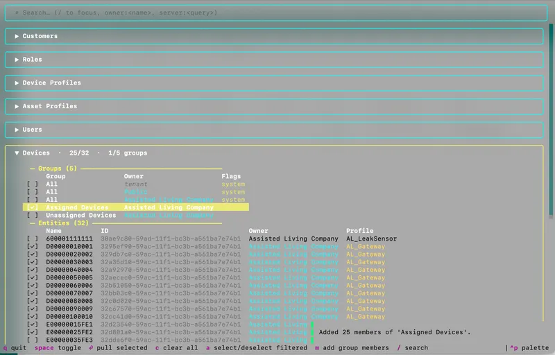 ThingsBoard CLI interactive pull