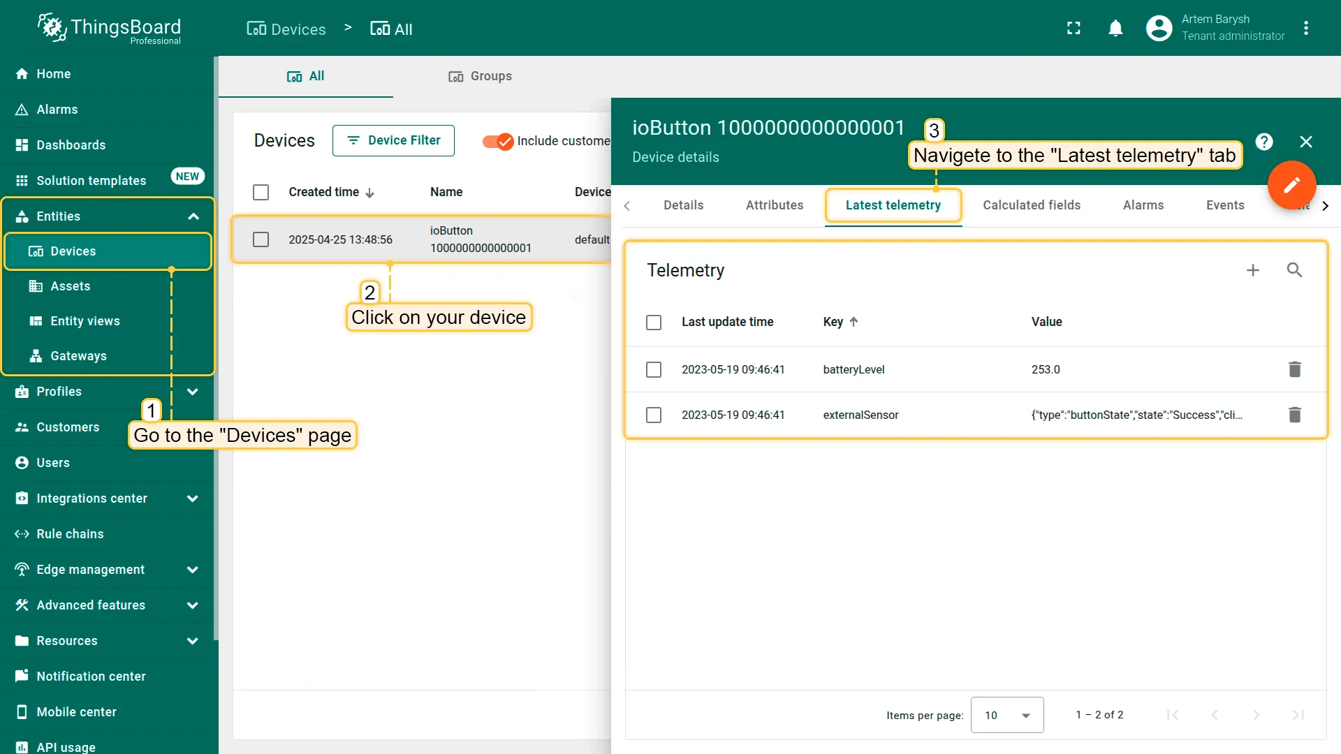 LoRaWAN device data