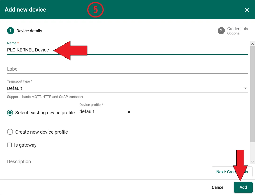 Newly created PLC KERNEL device at the top of the device list
