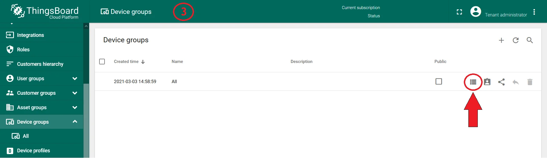 ALL device group — empty device list