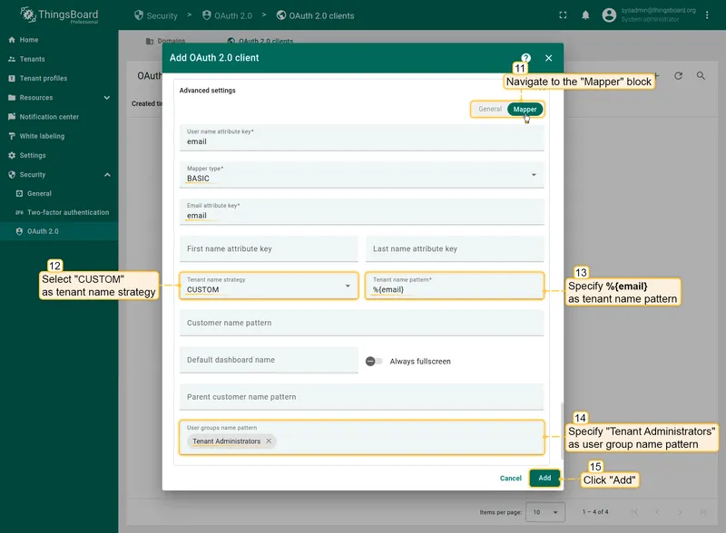 Keycloak client mapper configuration