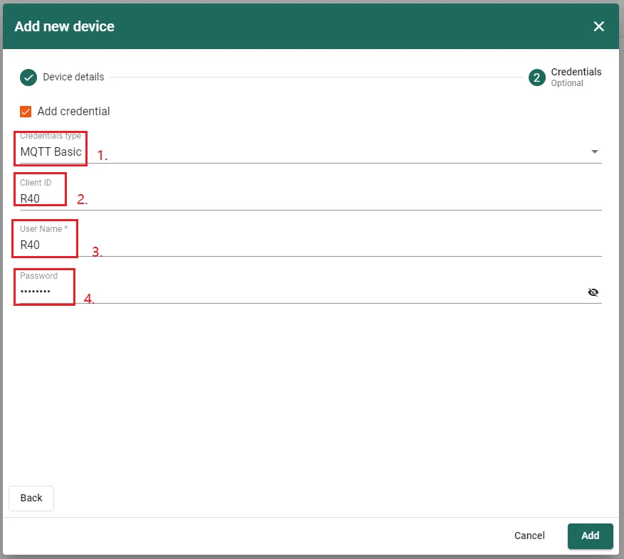 MQTT Basic credentials