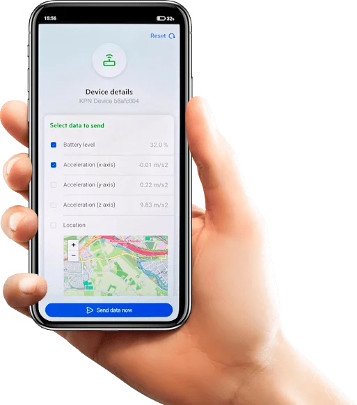 KPN Things Device Simulator app — Send data now button