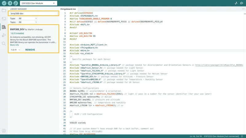 **BMP388_DEV.h**: This library facilitates interaction with the BMP388 sensor module.