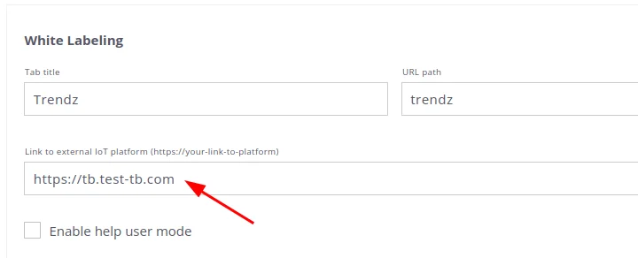 ThingsBoard URL field in Trendz Settings