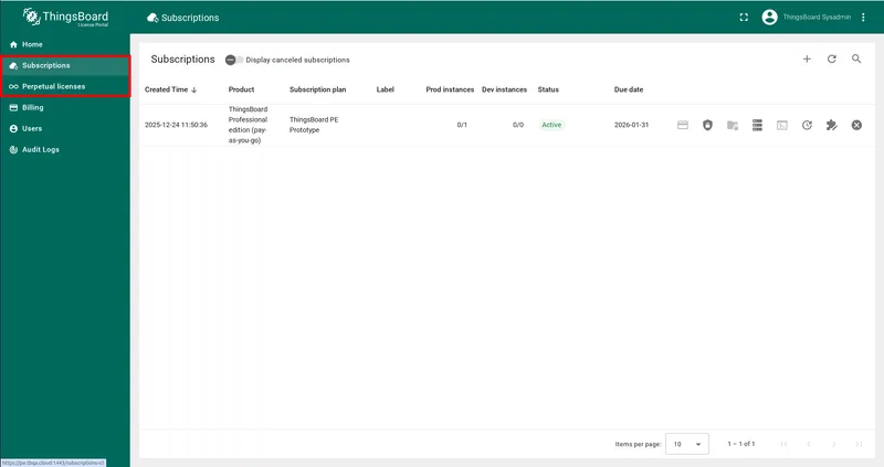 Go to Subscriptions or Perpetual licenses tab