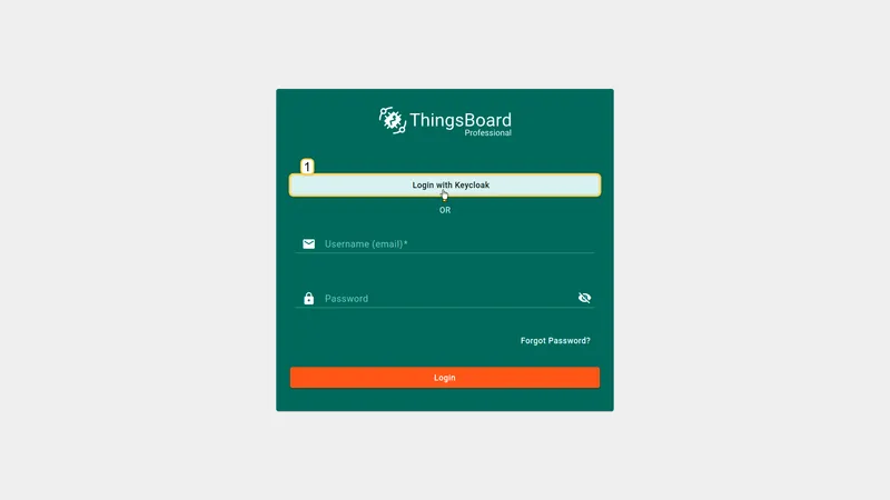 ThingsBoard login page with Keycloak button