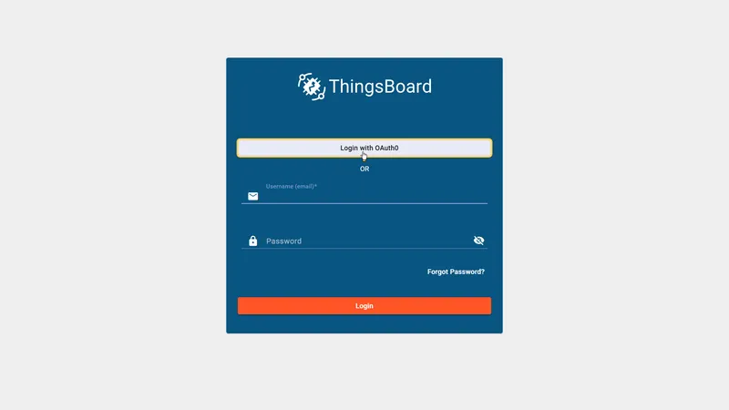 ThingsBoard login page with Google and Auth0 buttons
