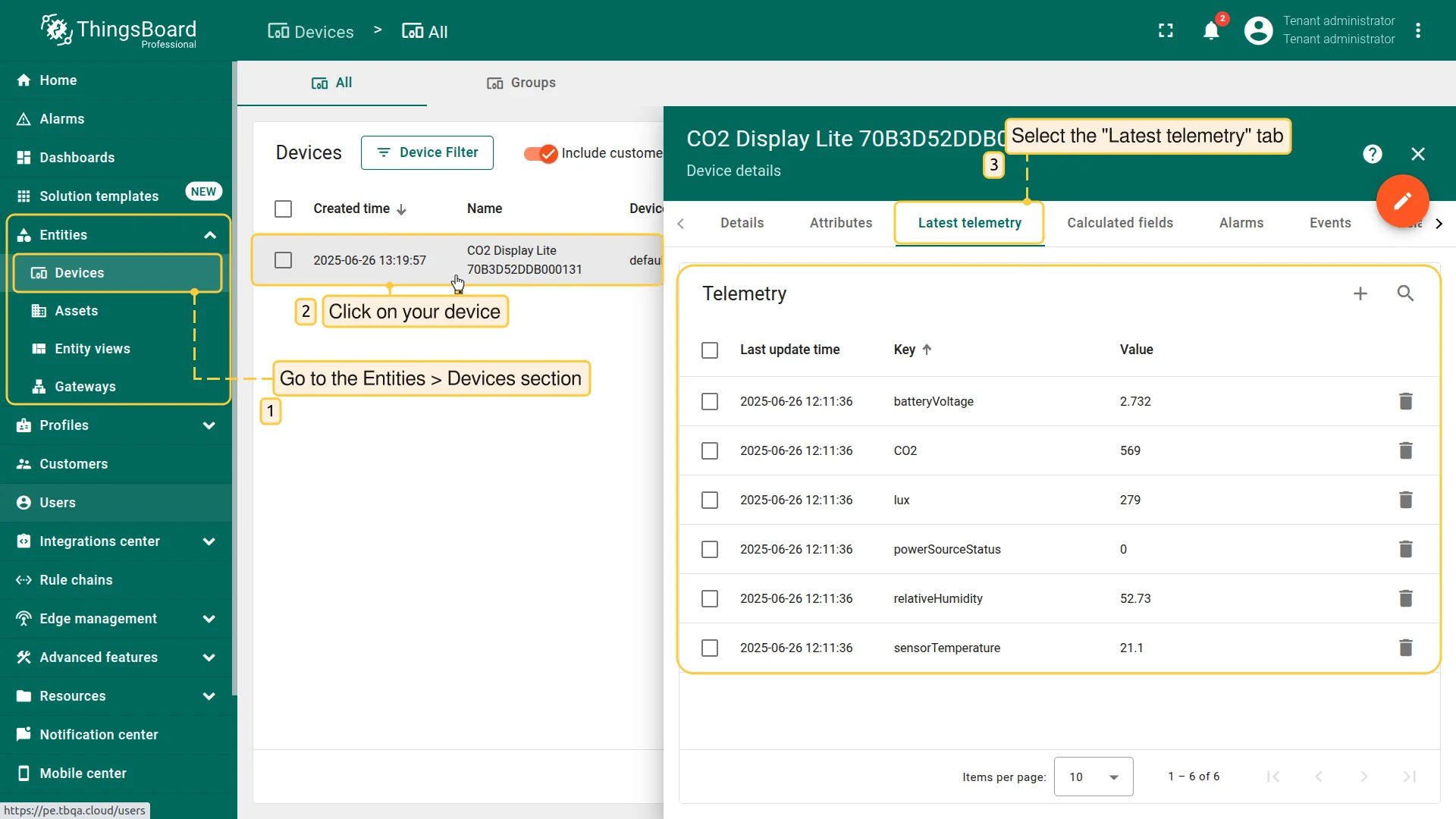 LoRaWAN device data