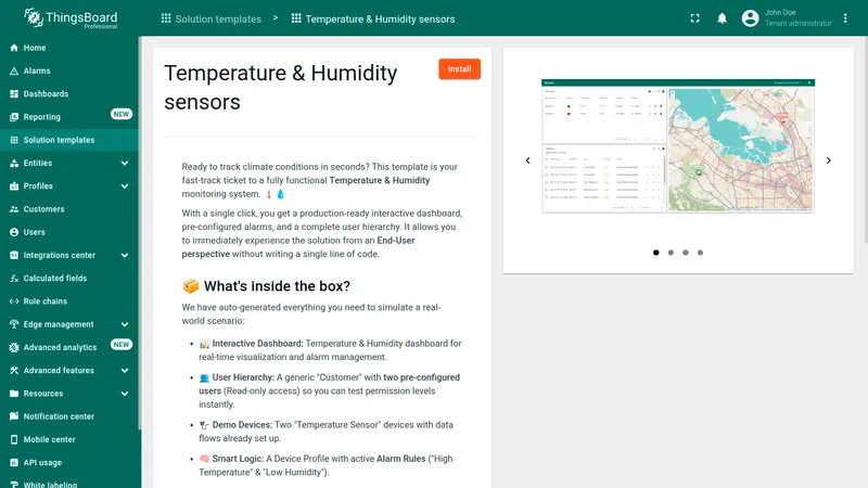 Solution template details view