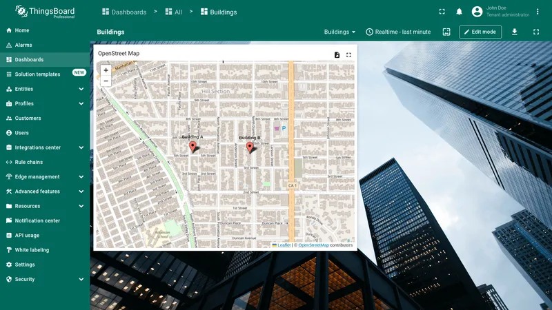 Map widget on dashboard