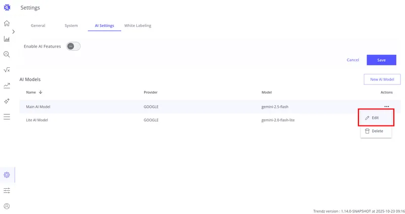 Actions menu — Edit option