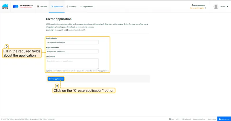 Create application form