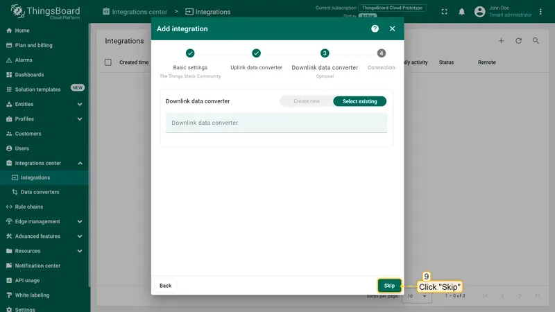 Downlink converter step with Skip button