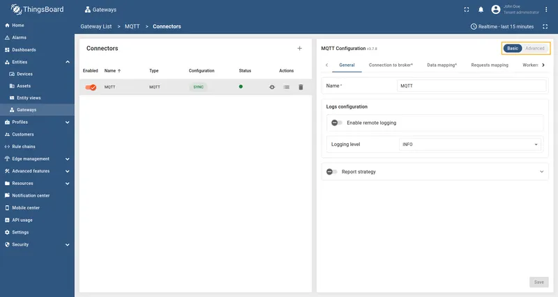 MQTT modes toggle