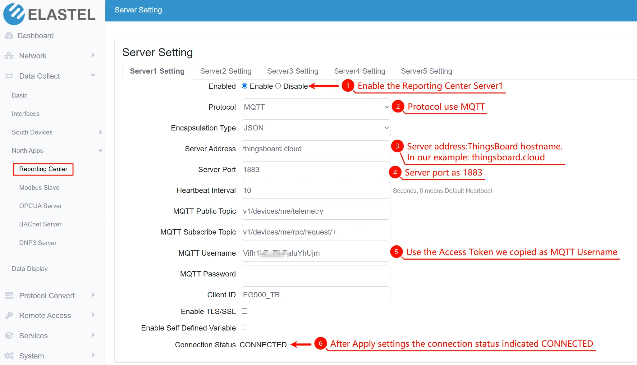 Connect mqtt to ThingsBoard