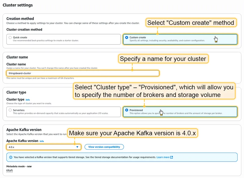 MSK cluster creation