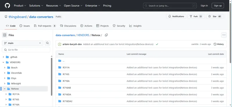 ThingsBoard data converter document for Netvox devices