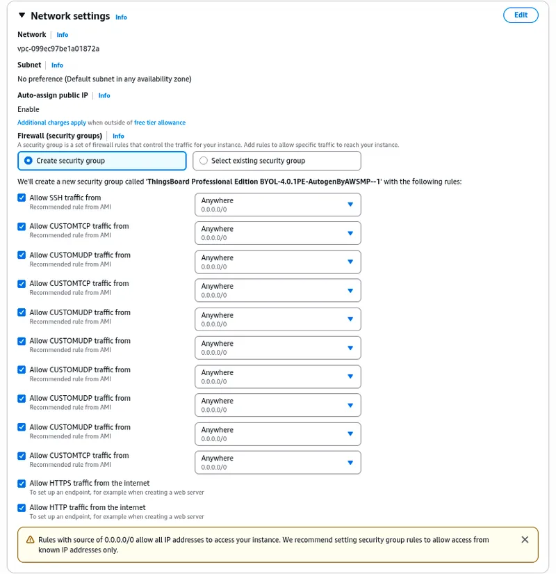 Security group configuration