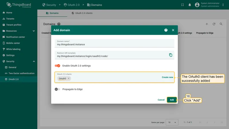 Auth0 client successfully added