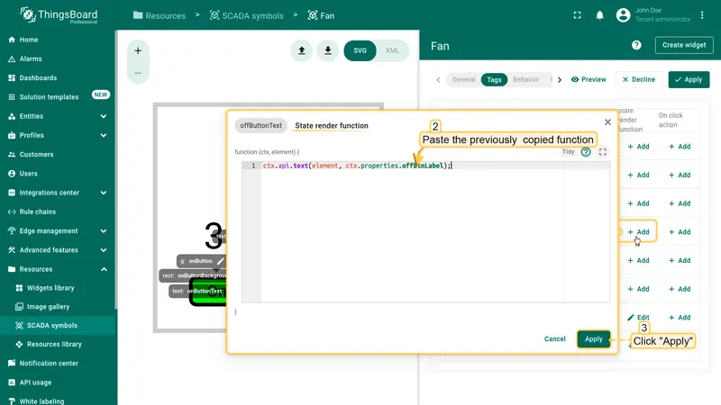 offButtonText tag configuration step 2