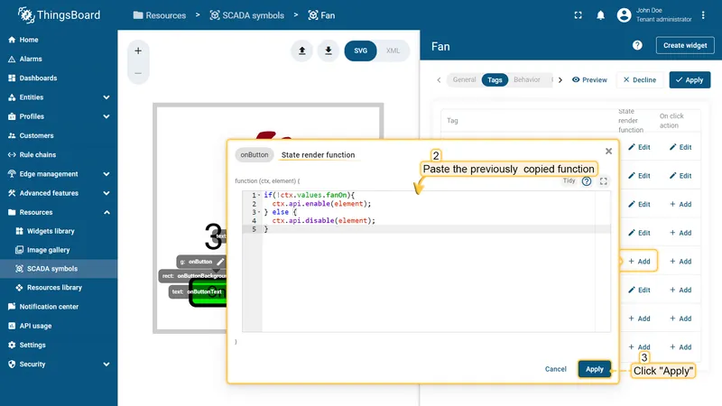 onButton tag state render step 2