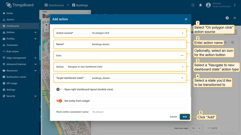 Configure On polygon click action