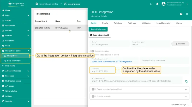 Verify the placeholder is resolved on the Edge