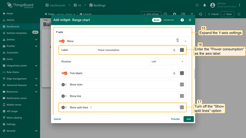 Configure Y-axis settings
