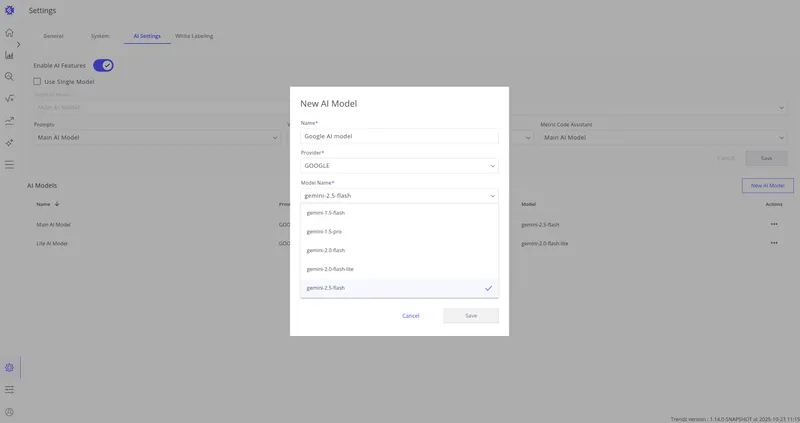 Google provider configuration fields