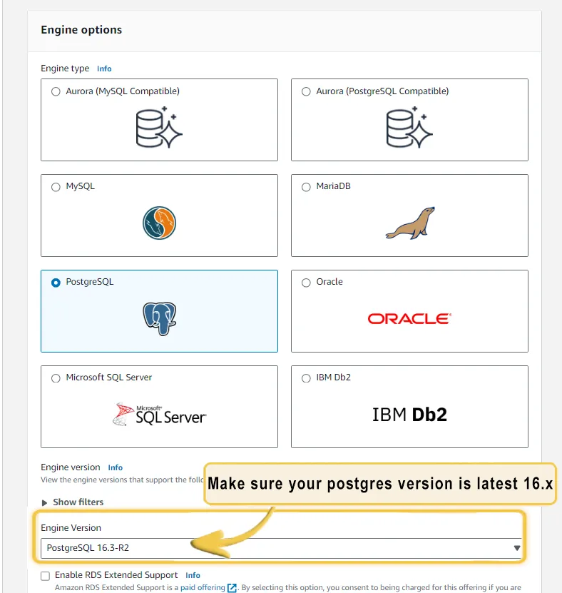 RDS PostgreSQL version