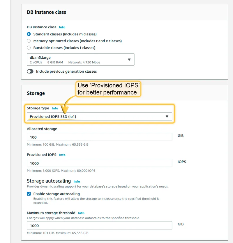 RDS provisioned IOPS