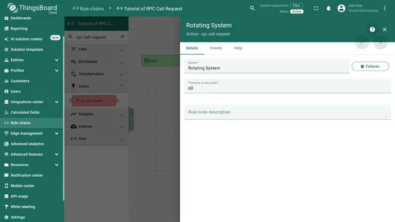 RPC call request node configuration