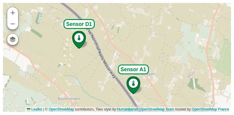 Sensor tracking dashboard with Map widget