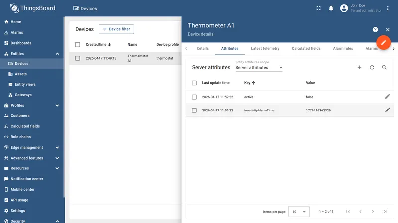 Thermometer A1 server attributes configuration